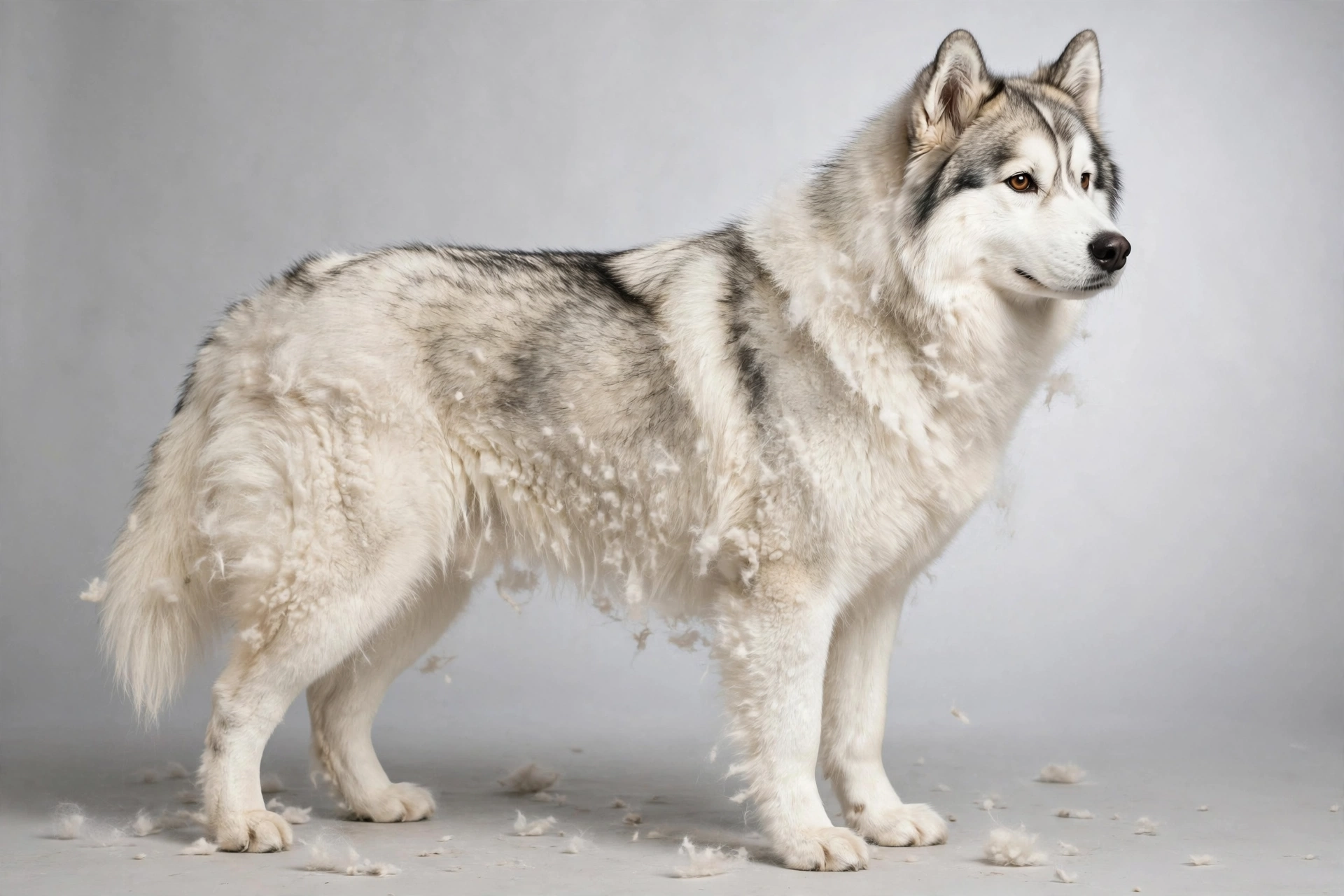 samusky_shedding_fur samoyed_husky_fur