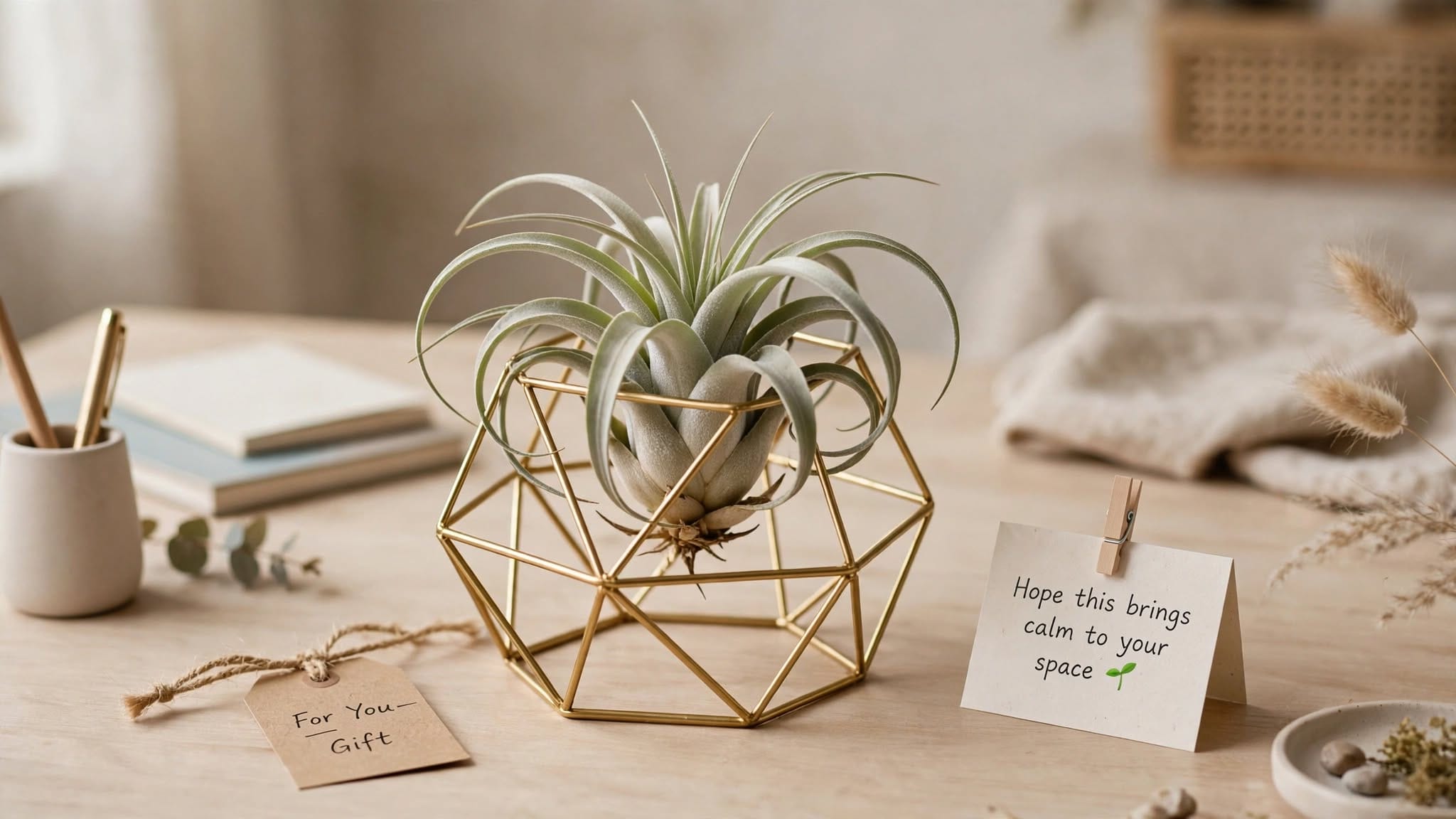 Air plant displayed in a decorative stand