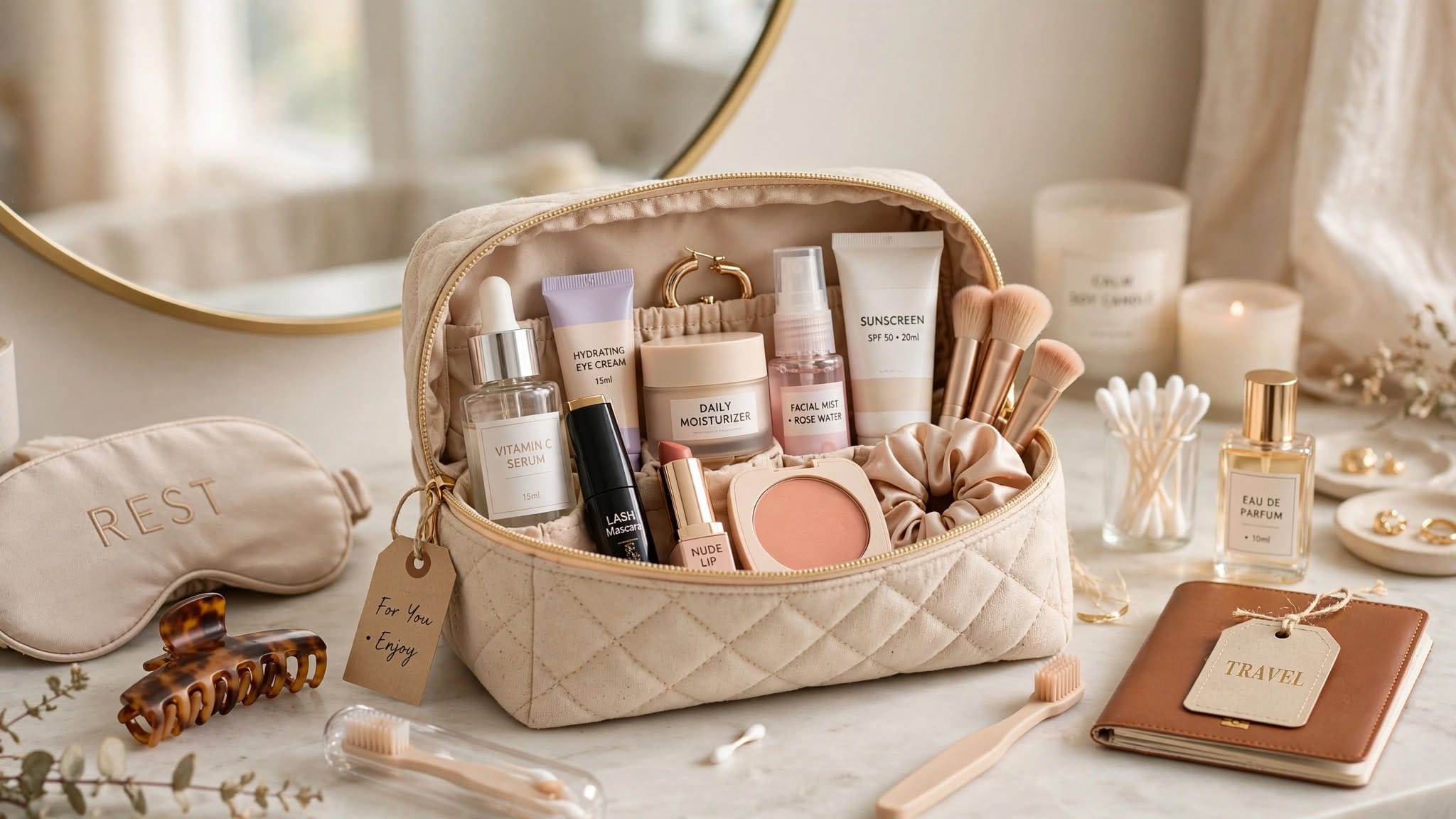 Stylish women's makeup and toiletry bag