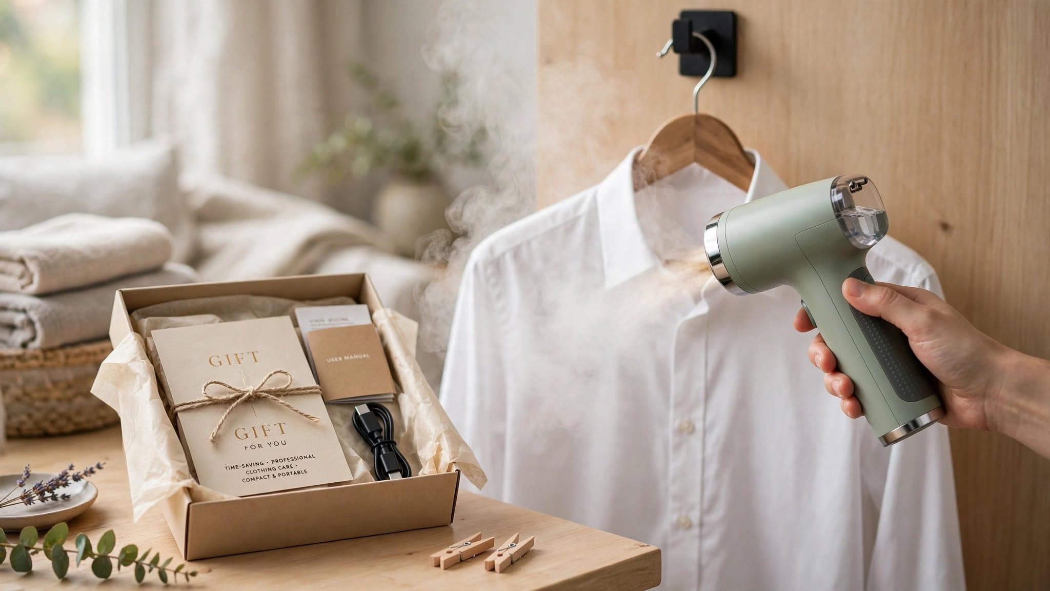 Compact handheld garment steamer for clothing