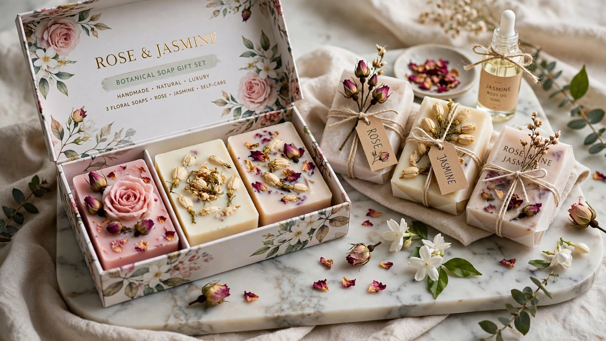 Beautiful floral soap gift set