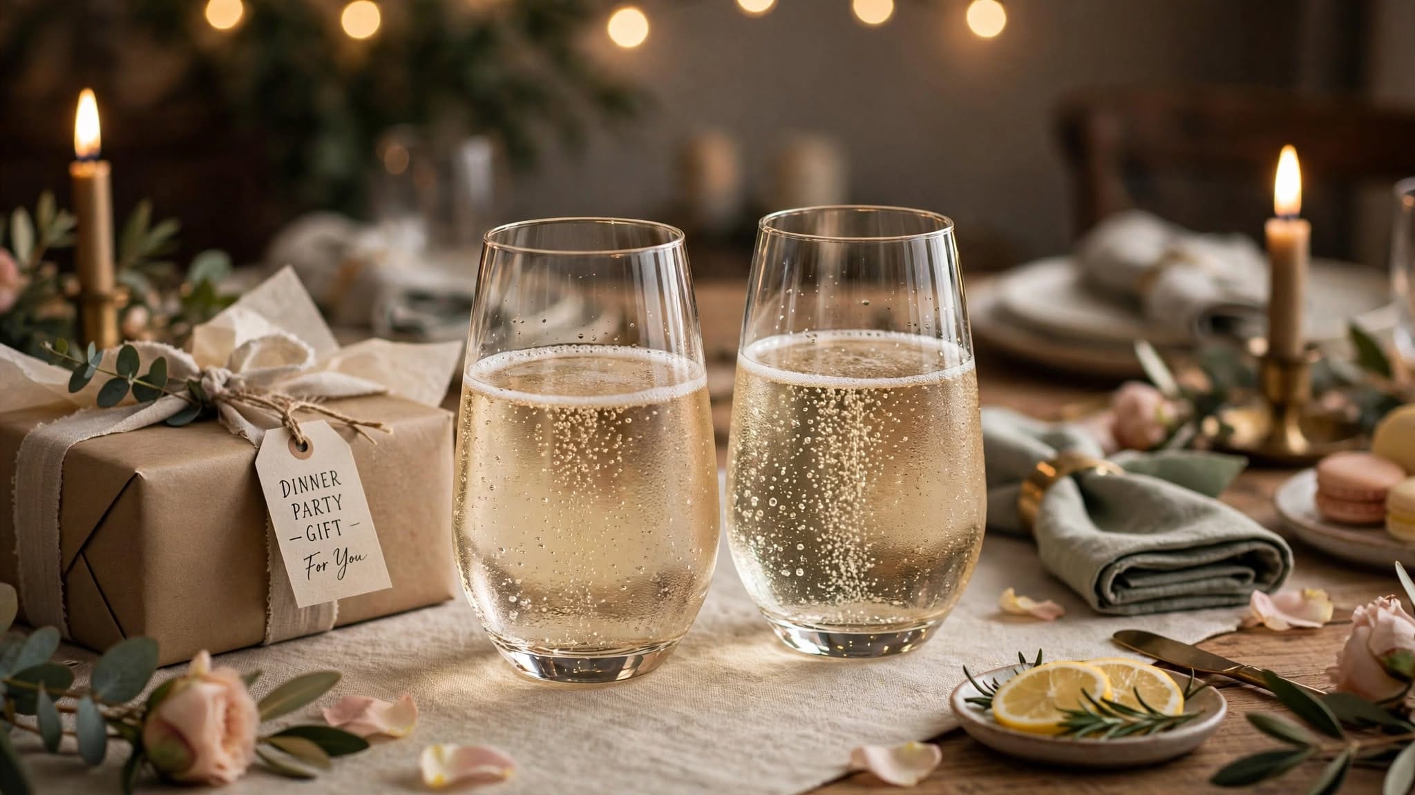 Elegant stemless sparkling wine glasses