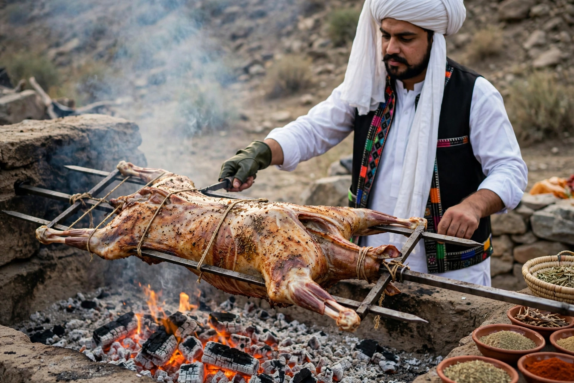 balochi_sajji_roasting